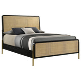 Arini Rattan Eastern King Panel Bed Black and Natural | Coaster | Home Elegance USA