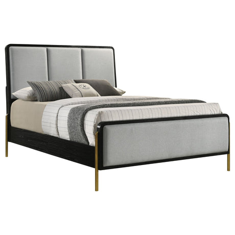 Arini Upholstered Eastern King Panel Bed Black and Grey | Coaster - 224331KE - Home Elegance USA - 3