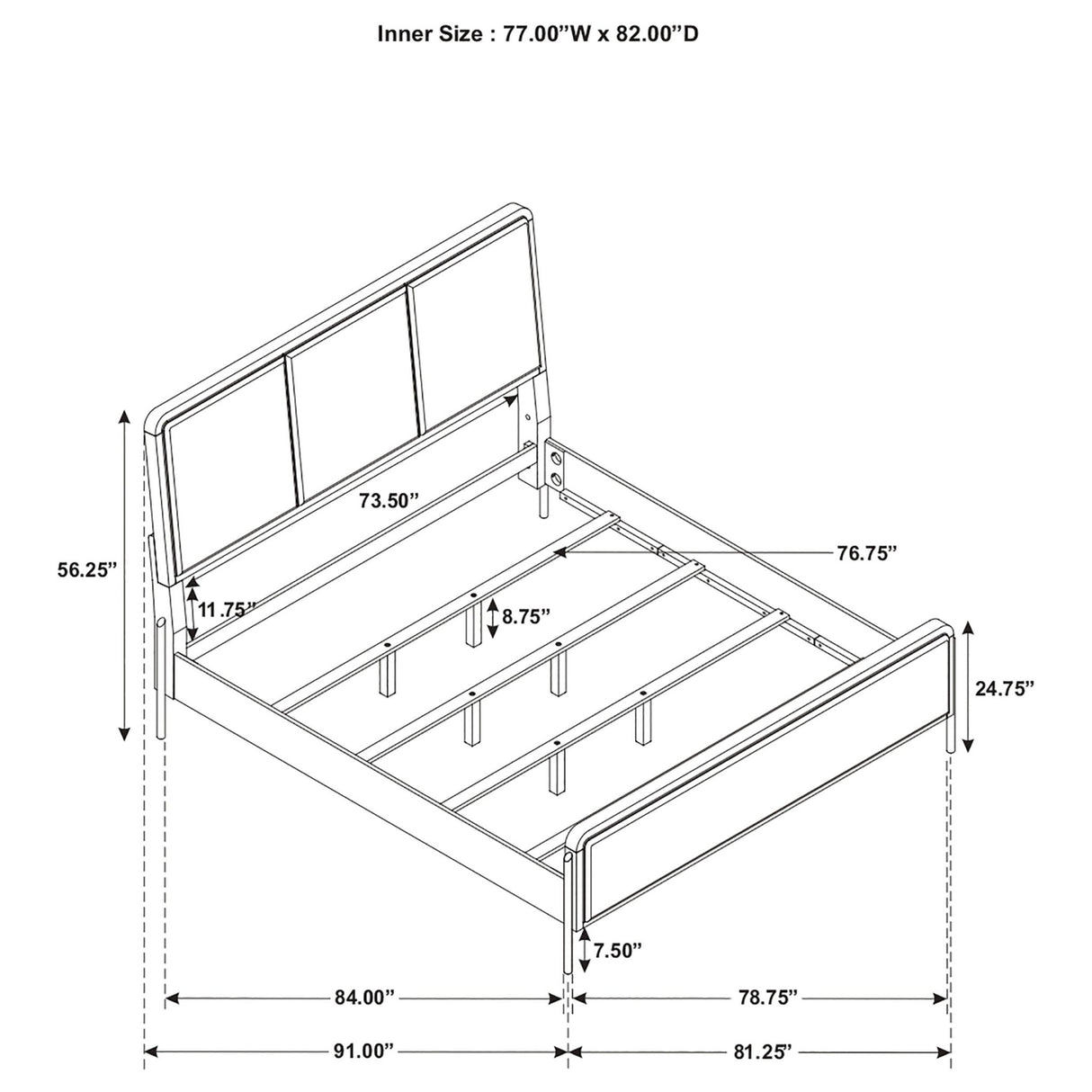 Arini Upholstered Eastern King Panel Bed Black and Grey | Coaster - 224331KE - Home Elegance USA - 10