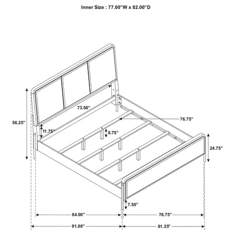 Arini Upholstered Eastern King Panel Bed Black and Grey | Coaster - 224331KE - Home Elegance USA - 10