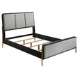 Arini Upholstered Queen Panel Bed Black and Grey | Coaster | Home Elegance USA