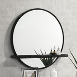 Arini Round Vanity Wall Mirror with Shelf Black | Coaster - 224338 - Home Elegance USA - 2