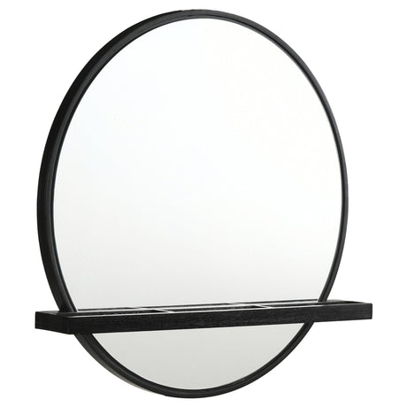 Arini Round Vanity Wall Mirror with Shelf Black | Coaster - 224338 - Home Elegance USA - 1