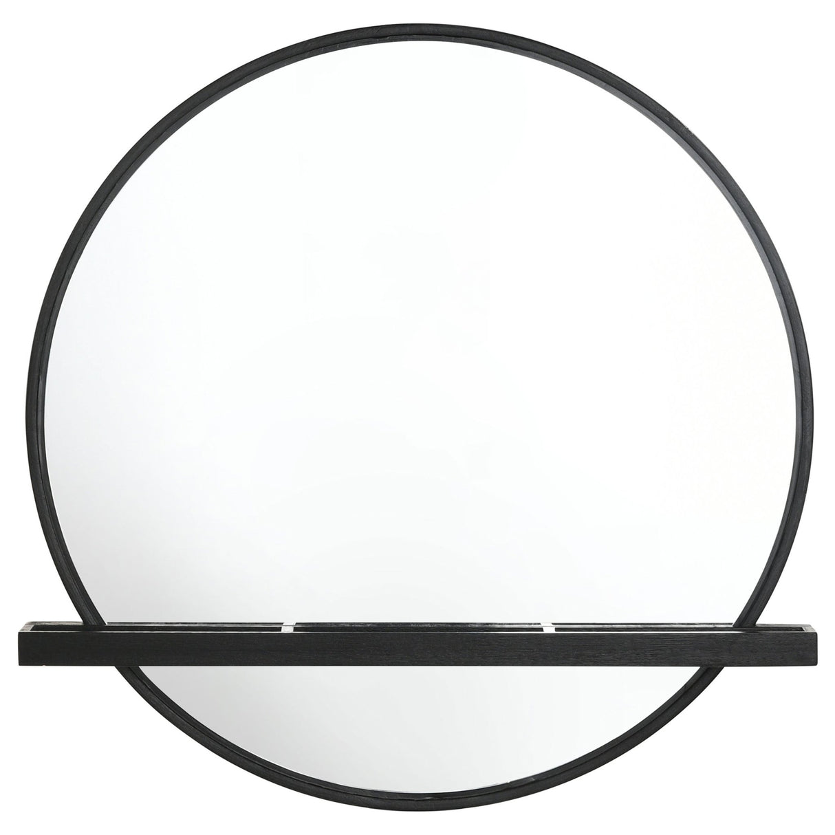 Arini Round Vanity Wall Mirror with Shelf Black | Coaster - 224338 - Home Elegance USA - 3