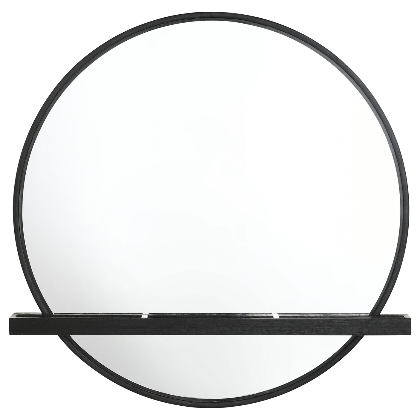 Vanity Mirror - Arini Round Vanity Wall Mirror with Shelf Black