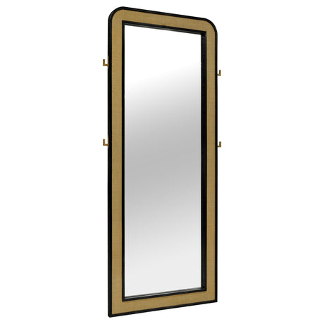 Arini Cane Weave Full Length Standing Floor Mirror Black - Home Elegance USA