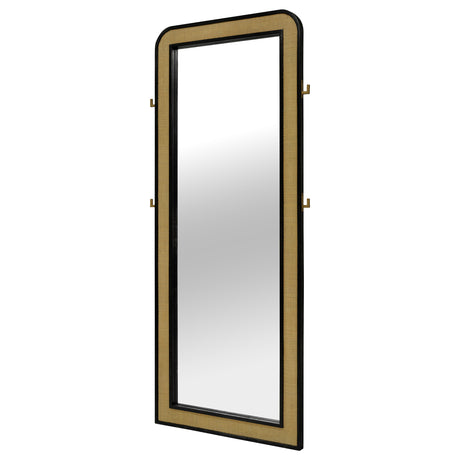 Arini Cane Weave Full Length Standing Floor Mirror Black - Home Elegance USA