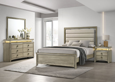 Eastern King Bed 4 Pc Set - Giselle 4-piece Eastern King Bedroom Set Rustic Beige