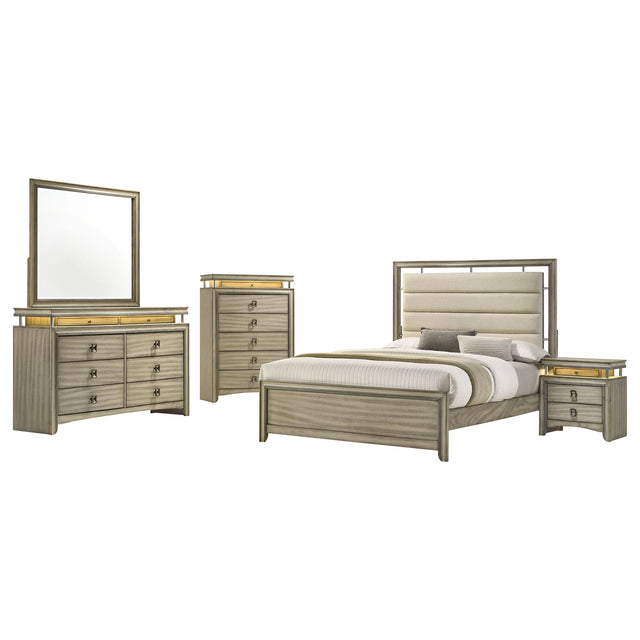 Eastern King Bed 5 Pc Set - Giselle 5-piece Eastern King Bedroom Set Rustic Beige