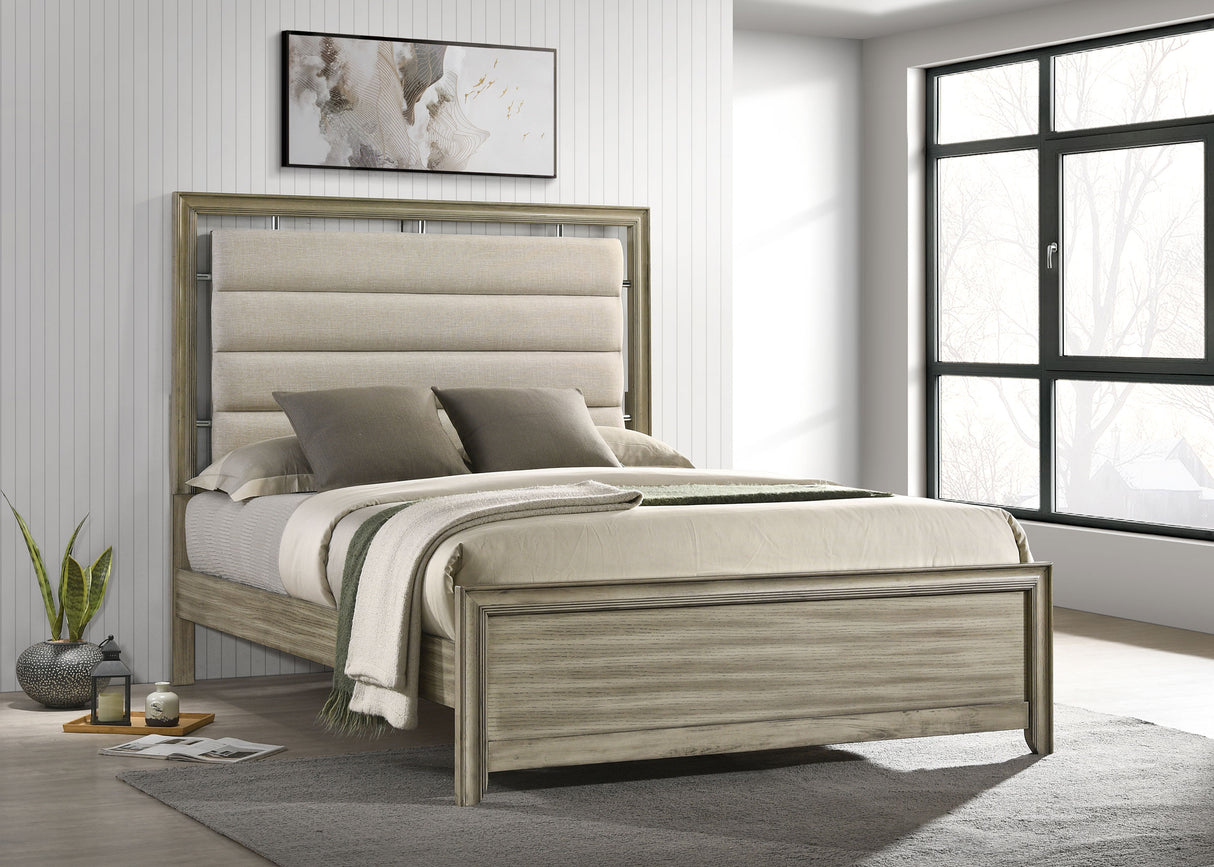 Eastern King Bed - Giselle Wood Eastern King Panel Bed Rustic Beige