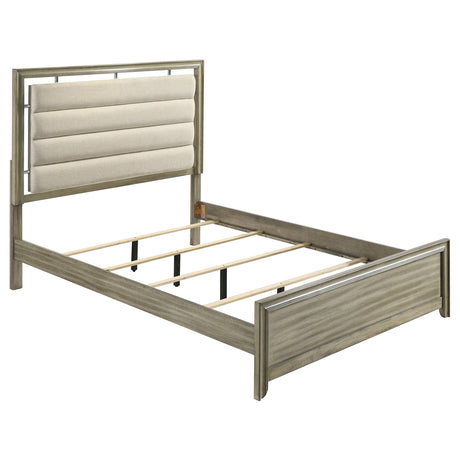 California King Bed - Giselle Wood California King Panel Bed Rustic Beige