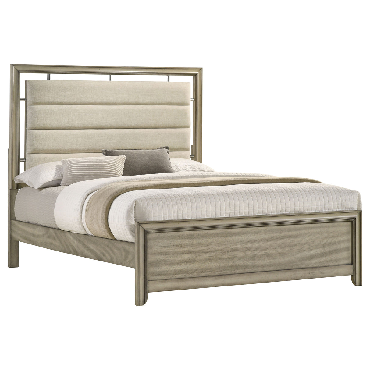 California King Bed - Giselle Wood California King Panel Bed Rustic Beige