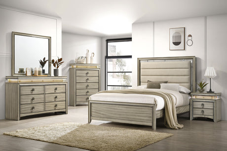 California King Bed - Giselle Wood California King Panel Bed Rustic Beige