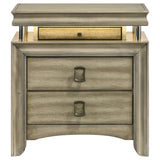 Nightstand - Giselle 3-drawer Nightstand Bedside Table with LED Rustic Beige