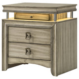 Nightstand - Giselle 3-drawer Nightstand Bedside Table with LED Rustic Beige