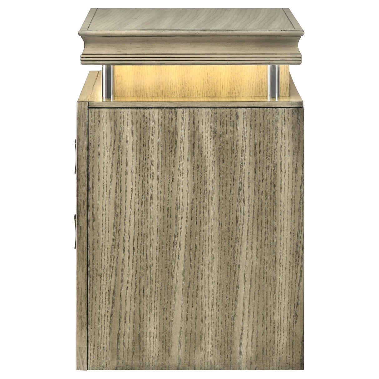 Nightstand - Giselle 3-drawer Nightstand Bedside Table with LED Rustic Beige