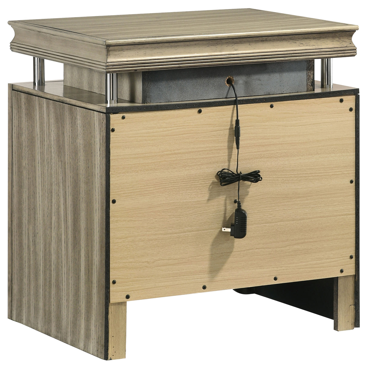 Nightstand - Giselle 3-drawer Nightstand Bedside Table with LED Rustic Beige