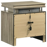 Nightstand - Giselle 3-drawer Nightstand Bedside Table with LED Rustic Beige