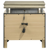 Nightstand - Giselle 3-drawer Nightstand Bedside Table with LED Rustic Beige