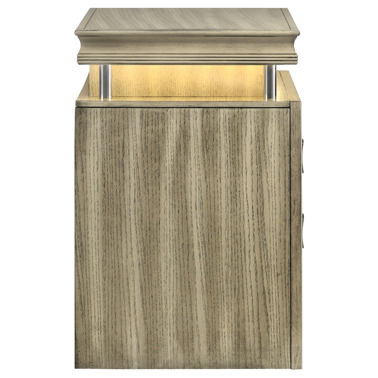 Nightstand - Giselle 3-drawer Nightstand Bedside Table with LED Rustic Beige