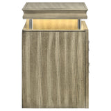 Nightstand - Giselle 3-drawer Nightstand Bedside Table with LED Rustic Beige