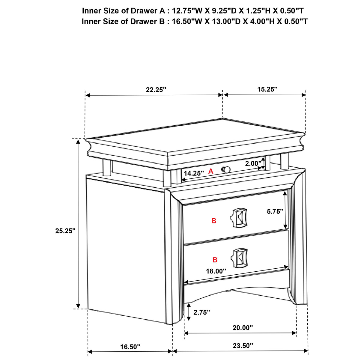 Nightstand - Giselle 3-drawer Nightstand Bedside Table with LED Rustic Beige