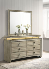 Dresser With Mirror - Giselle 8-drawer Bedroom Dresser with Mirror with LED Rustic Beige