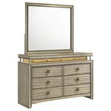 Dresser With Mirror - Giselle 8-drawer Bedroom Dresser with Mirror with LED Rustic Beige