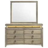 Dresser With Mirror - Giselle 8-drawer Bedroom Dresser with Mirror with LED Rustic Beige