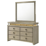 Dresser With Mirror - Giselle 8-drawer Bedroom Dresser with Mirror with LED Rustic Beige