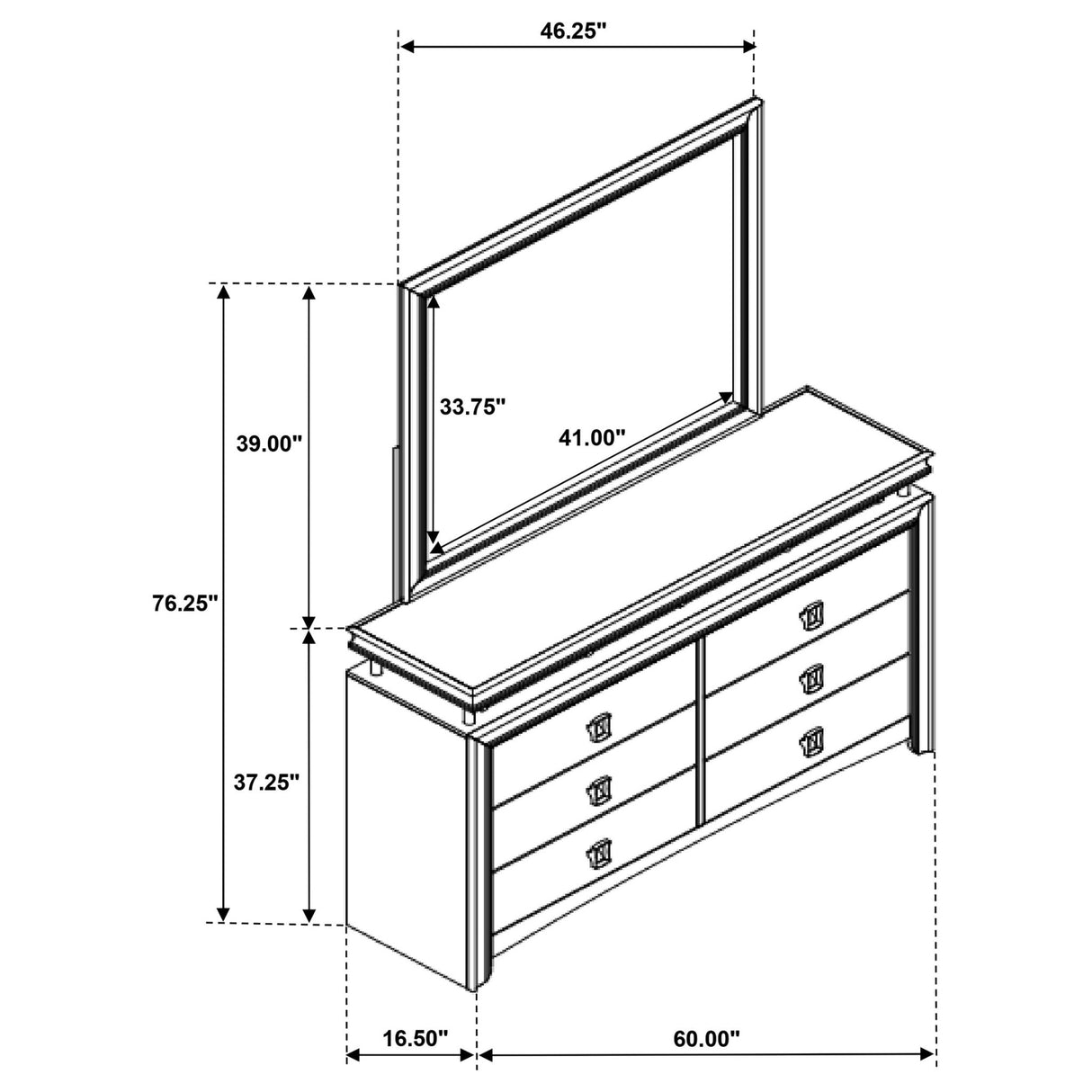 Dresser With Mirror - Giselle 8-drawer Bedroom Dresser with Mirror with LED Rustic Beige