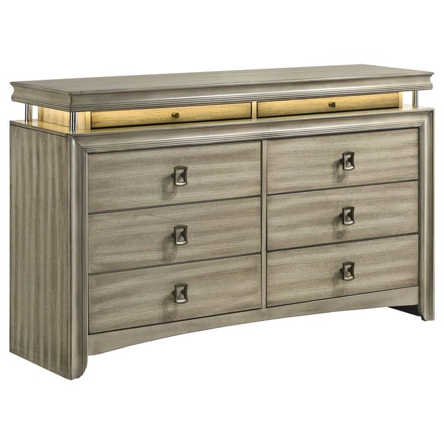 Dresser - Giselle 8-drawer Bedroom Dresser with LED Rustic Beige