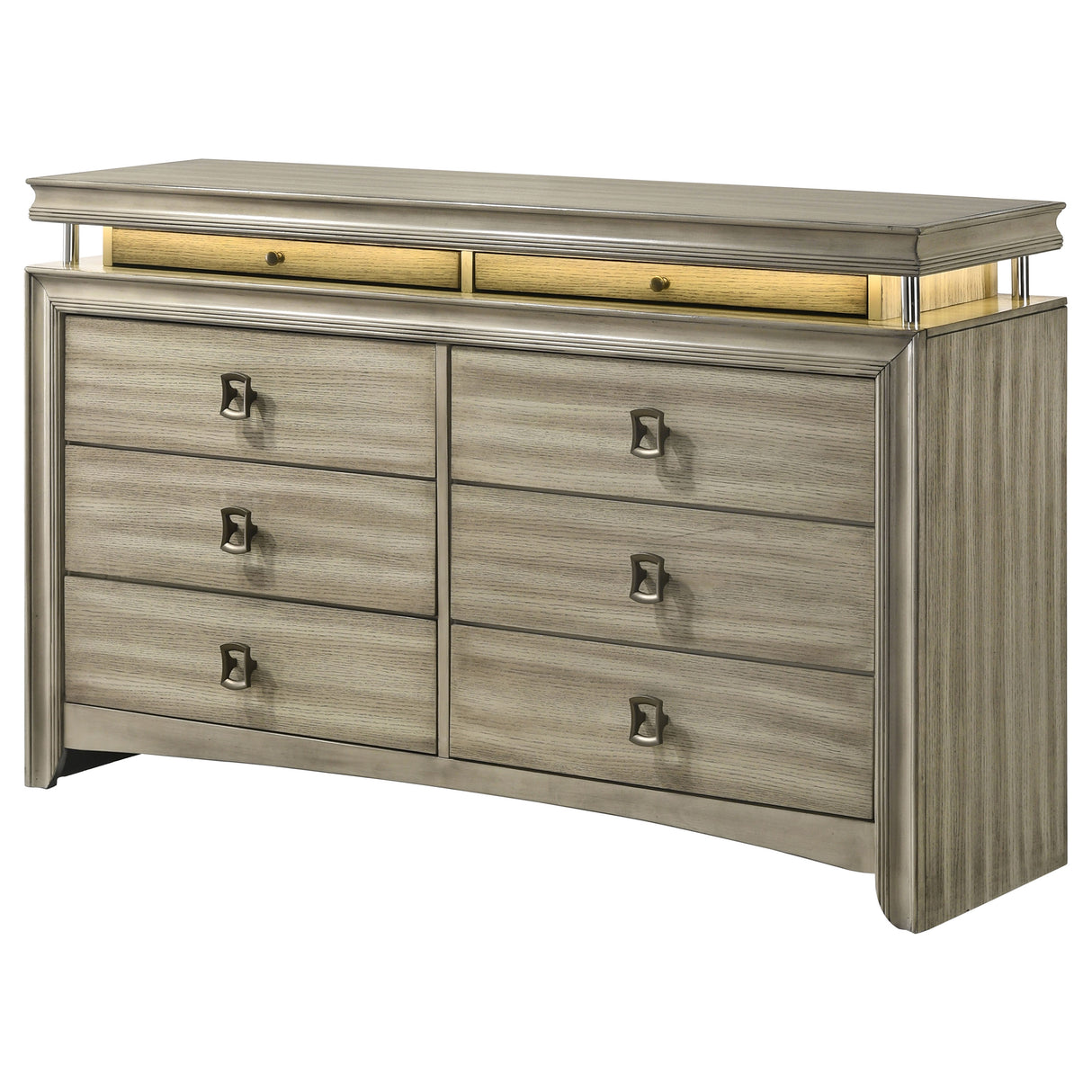 Dresser - Giselle 8-drawer Bedroom Dresser with LED Rustic Beige