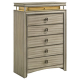 Chest - Giselle 6-drawer Bedroom Chest with LED Rustic Beige