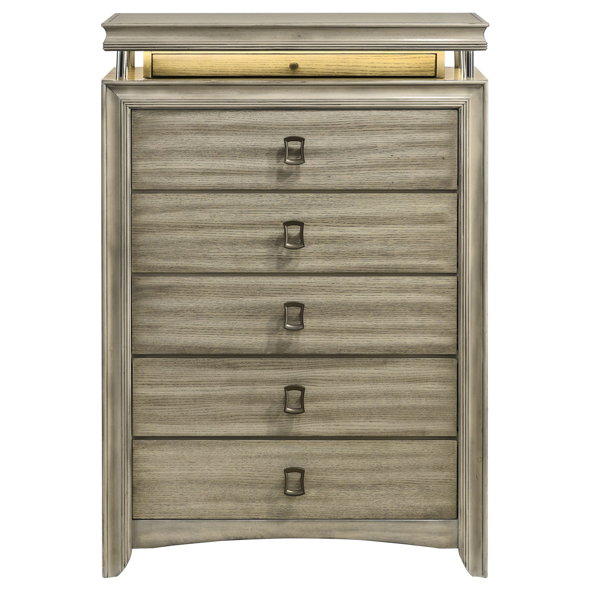 Chest - Giselle 6-drawer Bedroom Chest with LED Rustic Beige