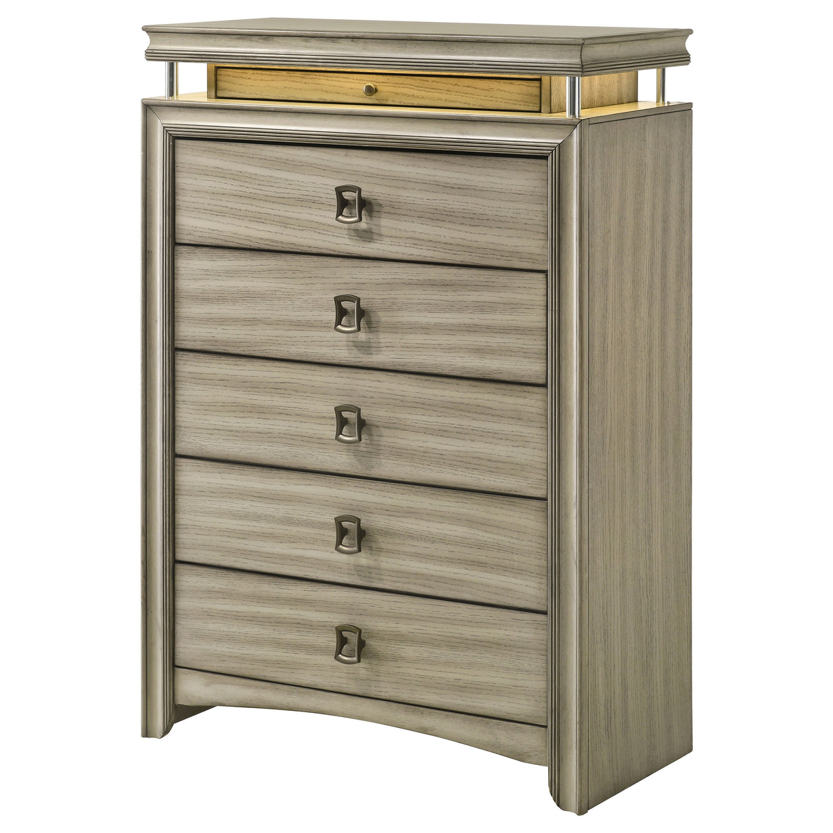 Chest - Giselle 6-drawer Bedroom Chest with LED Rustic Beige