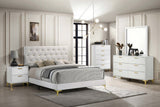 Eastern King Bed - Kendall Upholstered Eastern King Panel Bed White