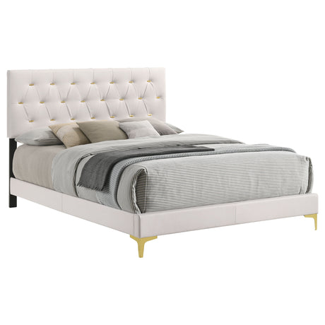 California King Bed - Kendall Upholstered California King Panel Bed White