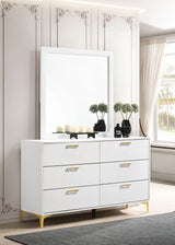 Dresser With Mirror - Kendall 6-drawer Dresser with Mirror White