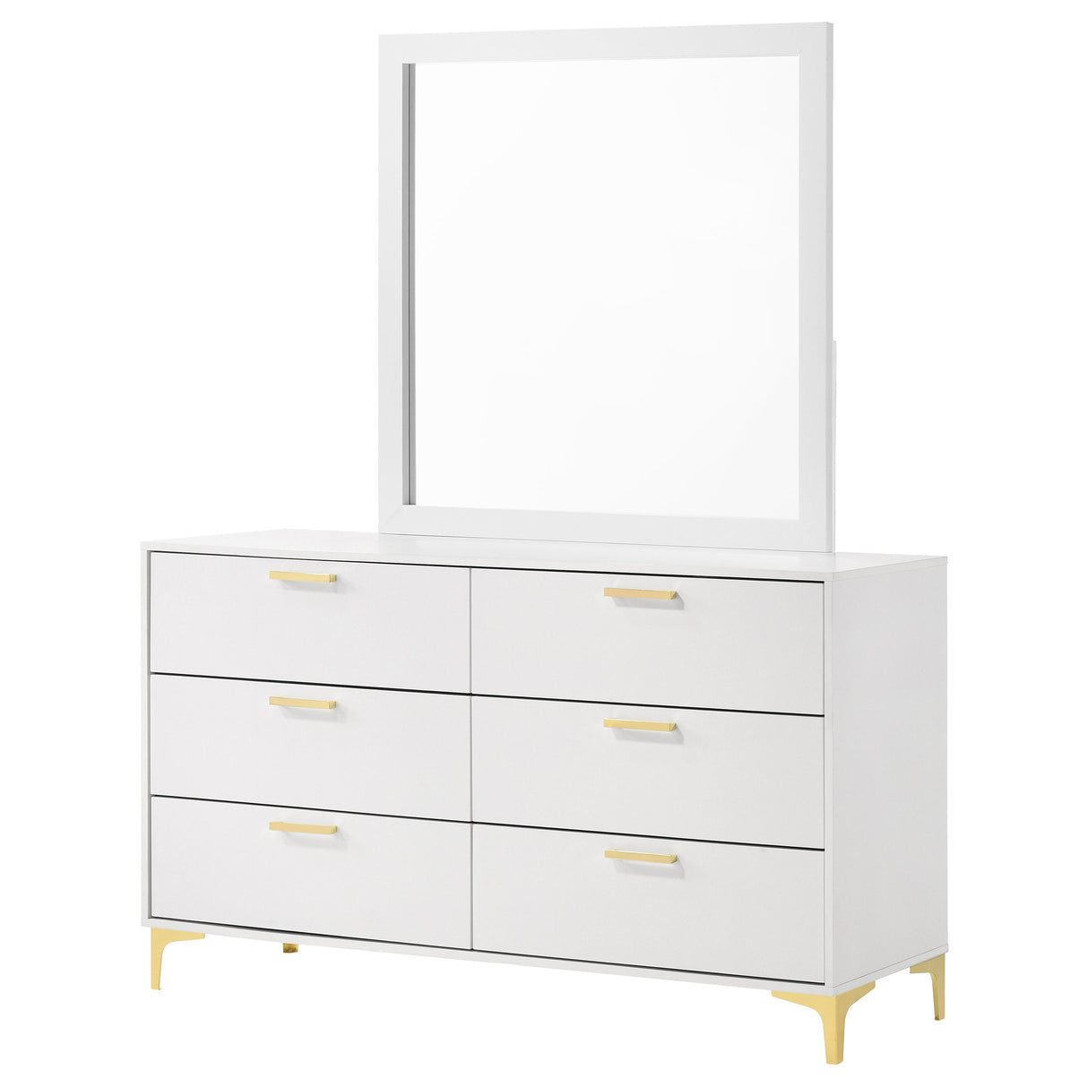 Dresser With Mirror - Kendall 6-drawer Dresser with Mirror White