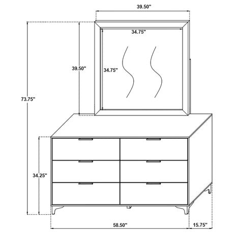 Dresser With Mirror - Kendall 6-drawer Dresser with Mirror White