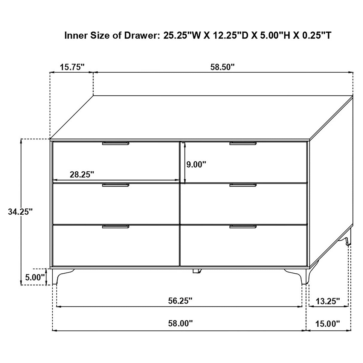 Dresser - Kendall 6-drawer Dresser White