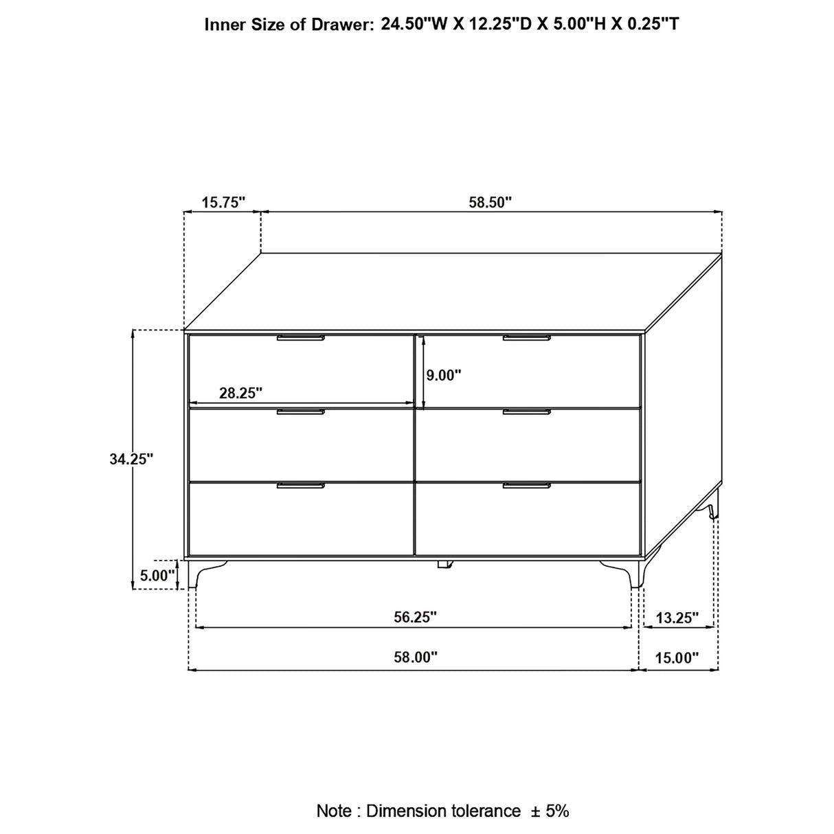 Dresser - Kendall 6-drawer Dresser White