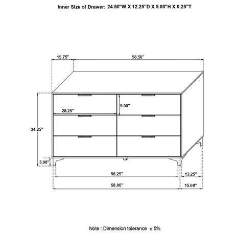 Dresser - Kendall 6-drawer Dresser White