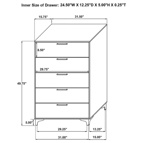 Chest - Kendall 5-drawer Chest White