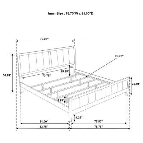 Wilkes 51-inch Upholstered Eastern King Bed Dark Cocoa - sold by Home Elegance USA