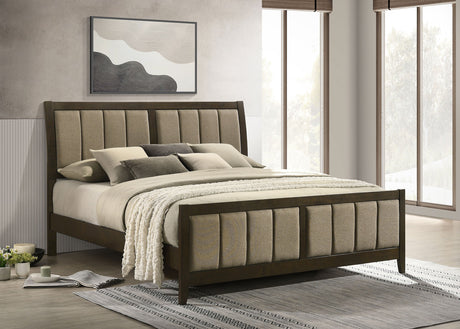 Wilkes 51-inch Upholstered California King Bed Dark Cocoa - sold by Home Elegance USA