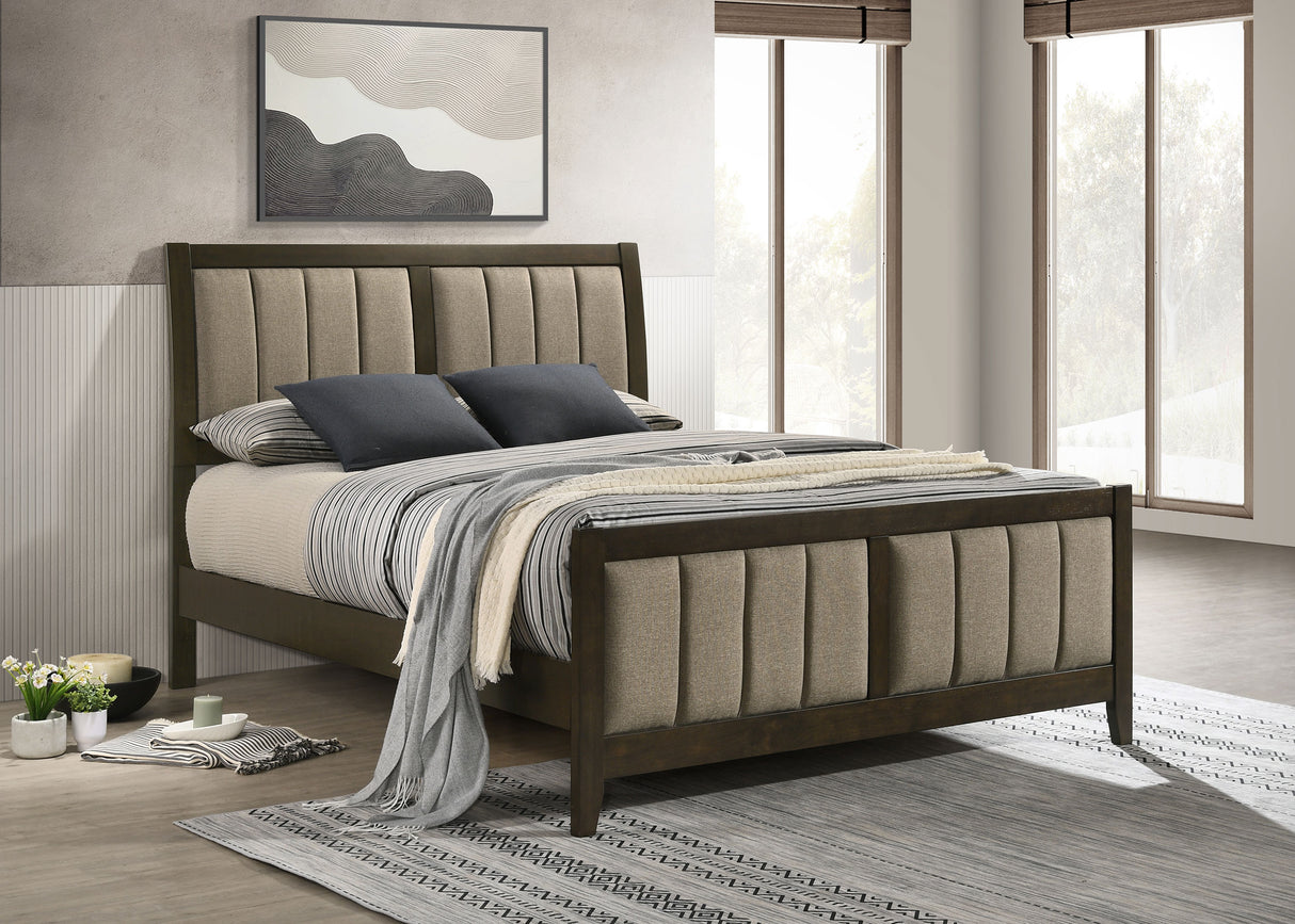 Wilkes 51-inch Upholstered Queen Bed Dark Cocoa -  Coaster Furniture