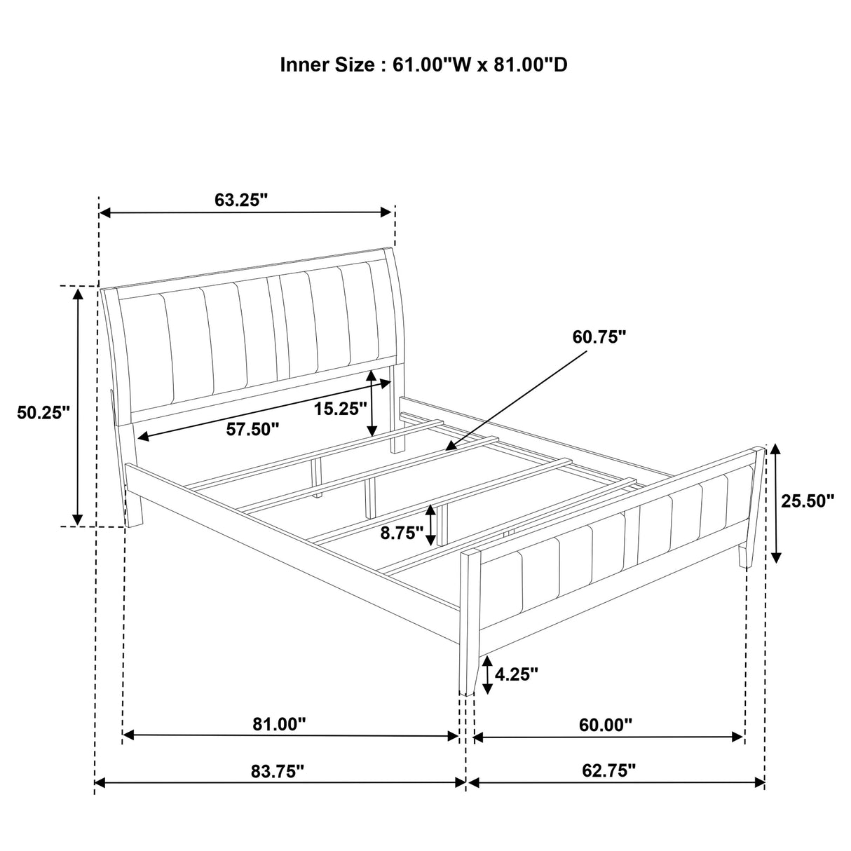Wilkes 51-inch Upholstered Queen Bed Dark Cocoa -  Coaster Furniture