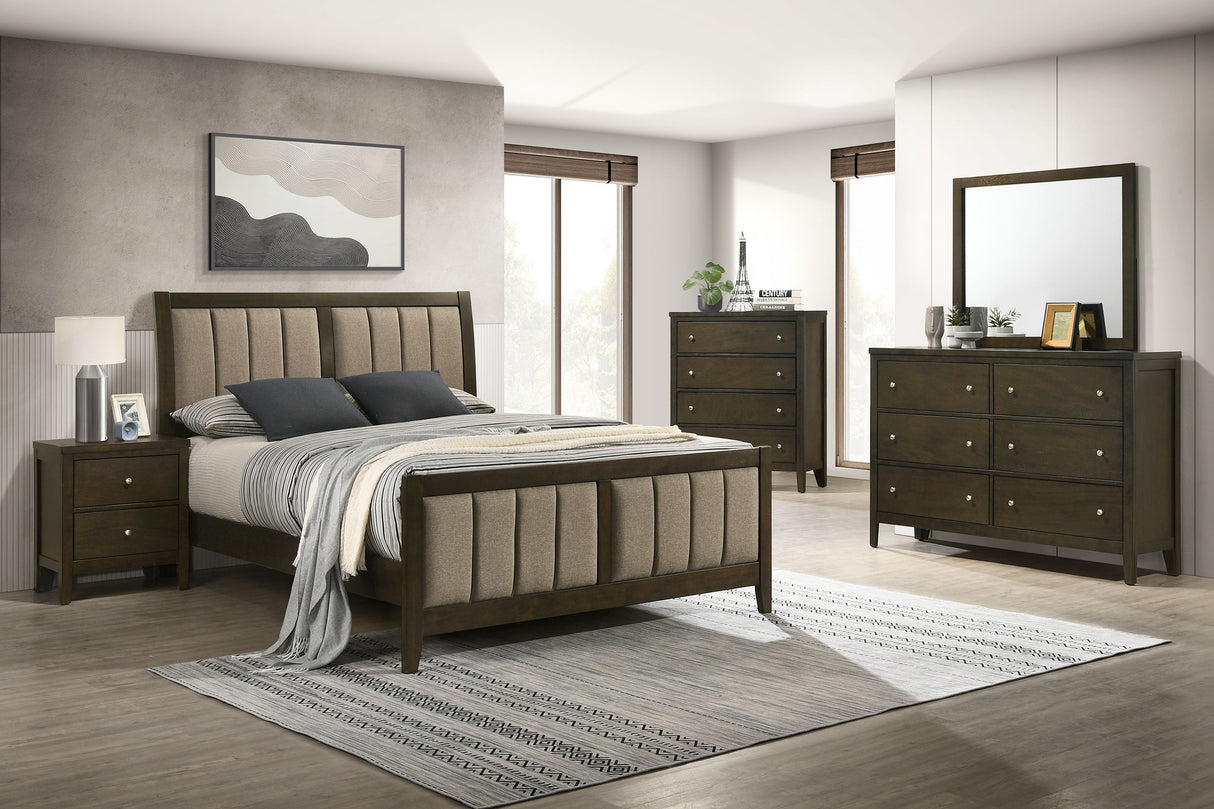 Wilkes 51-inch Upholstered Queen Bed Dark Cocoa -  Coaster Furniture